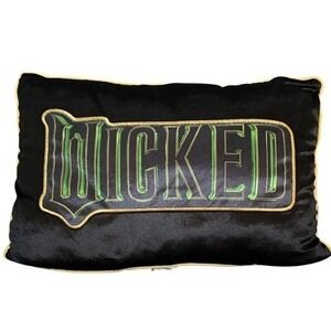 Wicked The Movie Key Black Green Velour Decorative Throw Pillow 11" by 17"  NWT